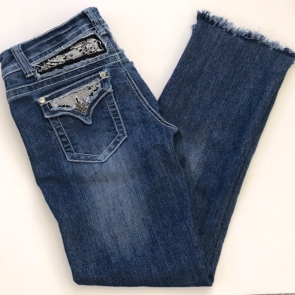 SUKO JEANS Distress Embellish Jeweled Denim Jens  Size 6